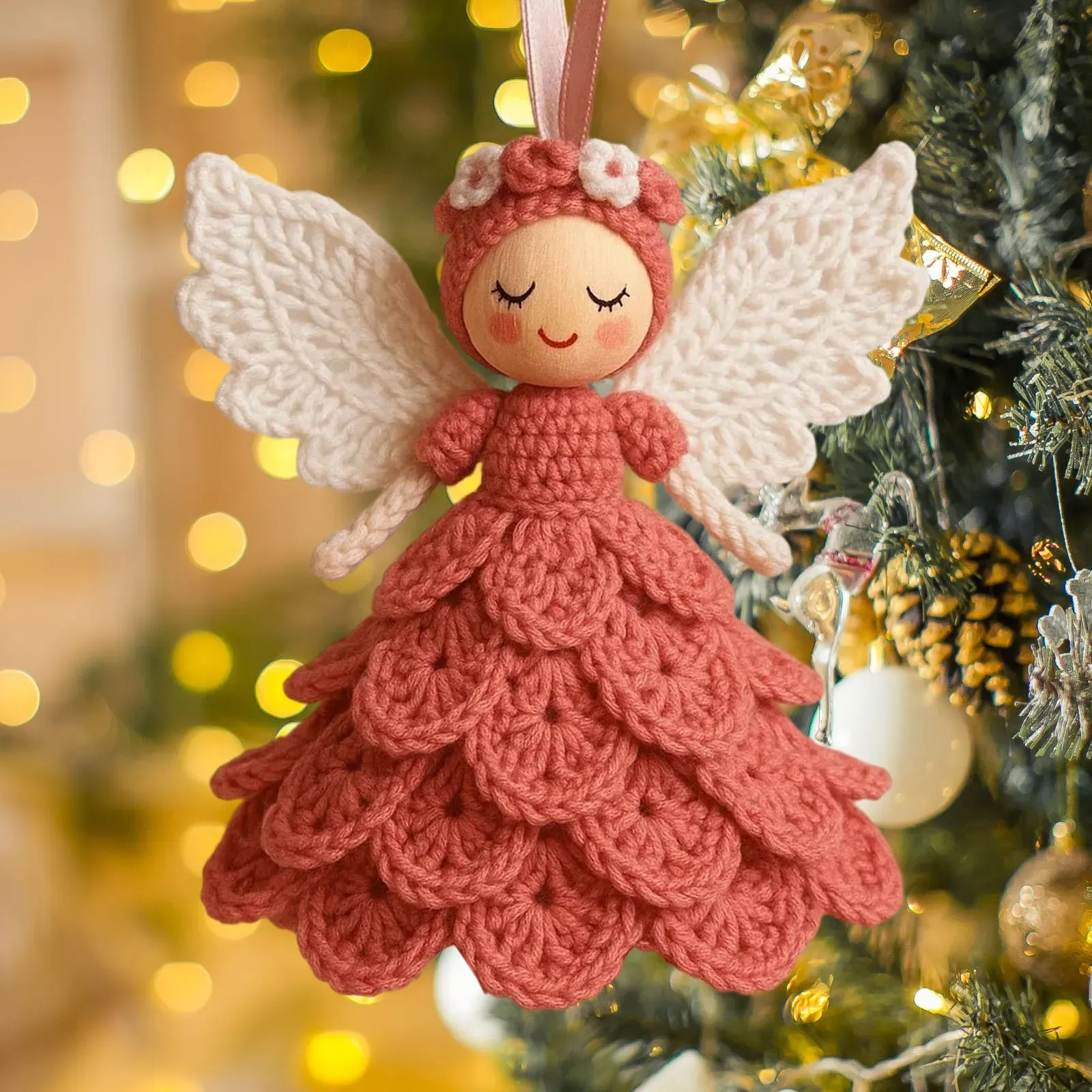 Handmade Crochet Angel Ornament for Christmas Trees (5-Pack)
